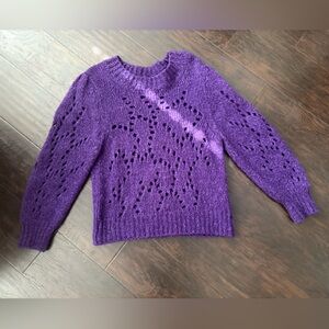 Isabel Marant Purple Crew Neck Sweater with Intricate Lace Design